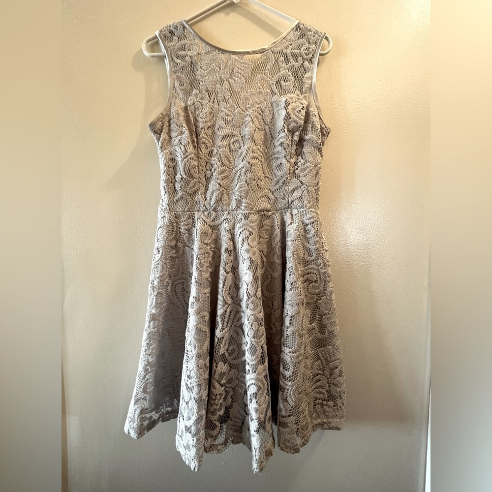 Silver lace sleeveless dress